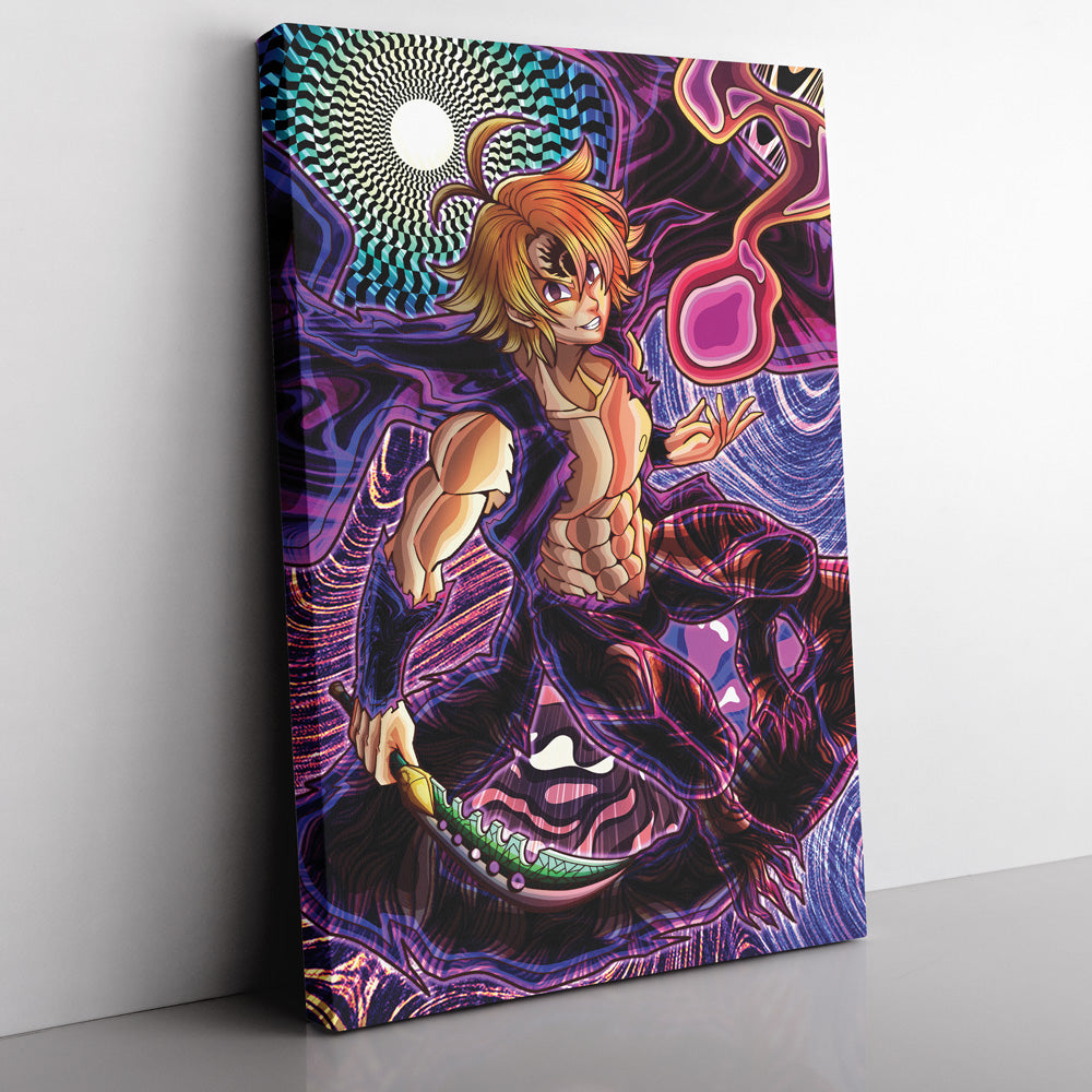 Trippy Meliodas Assault Mode Seven Deadly Sins Canvas Print Wall Art - Nysekai