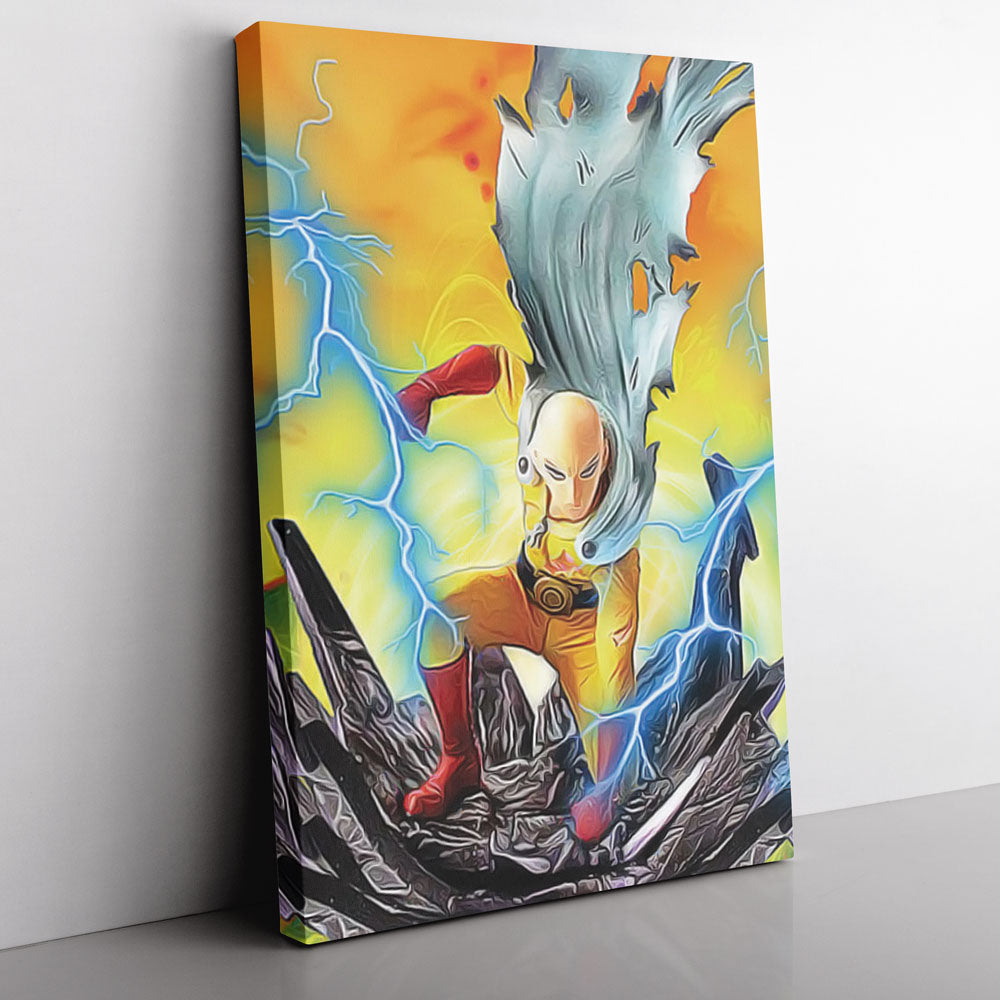 Trippy Power Saitama One Punch Man Canvas Print Wall Art - Nysekai
