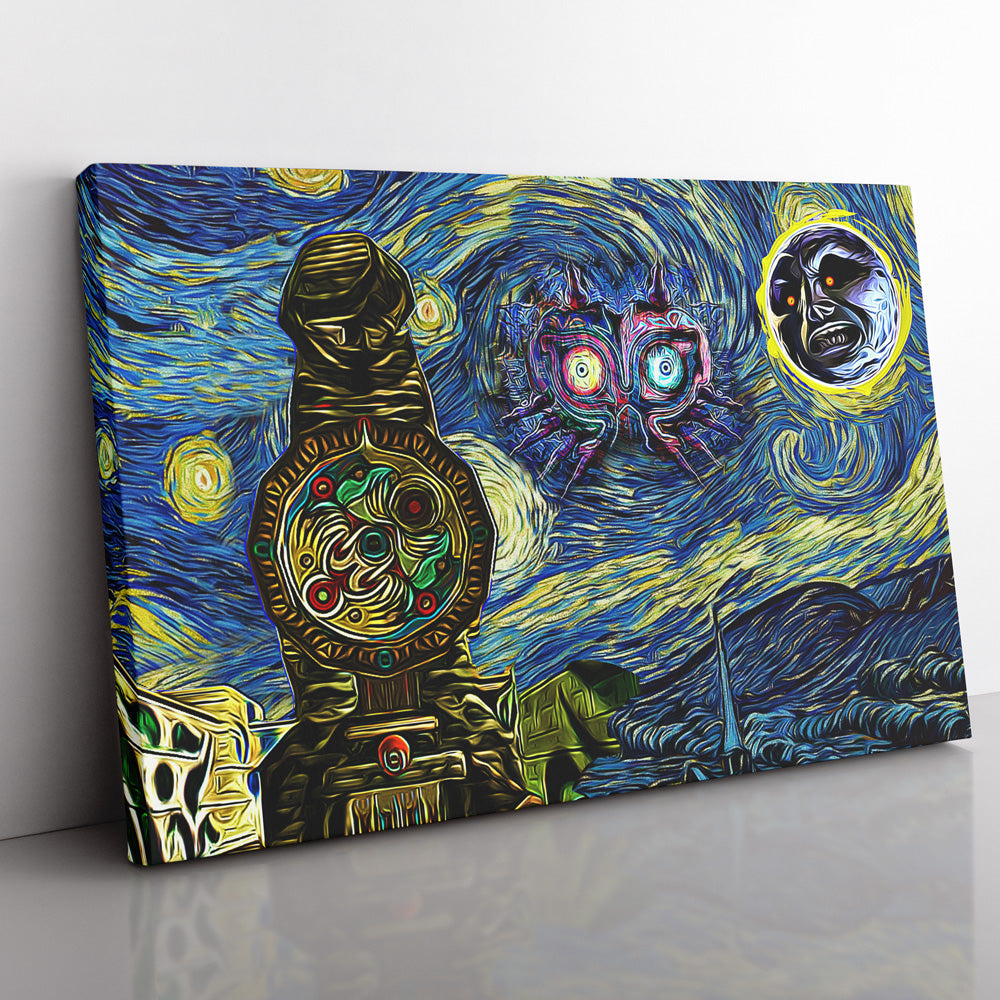 Zelda Majora's Mask Starry Night Clock Town Canvas Print Wall Art - Nysekai