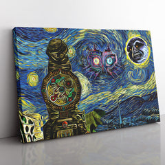 Zelda Majora's Mask Starry Night Clock Town Canvas Print Wall Art - Nysekai
