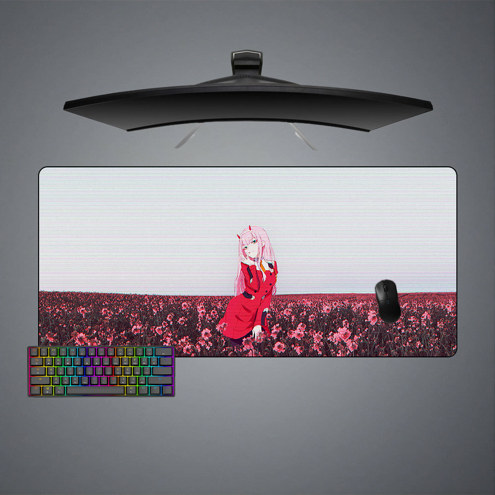 Zero Two Flower Field Size Gaming Mouse Pad,