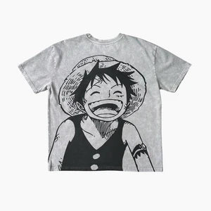 Otakuri One Piece Laughing Luffy Vintage Washed Oversized T-Shirt