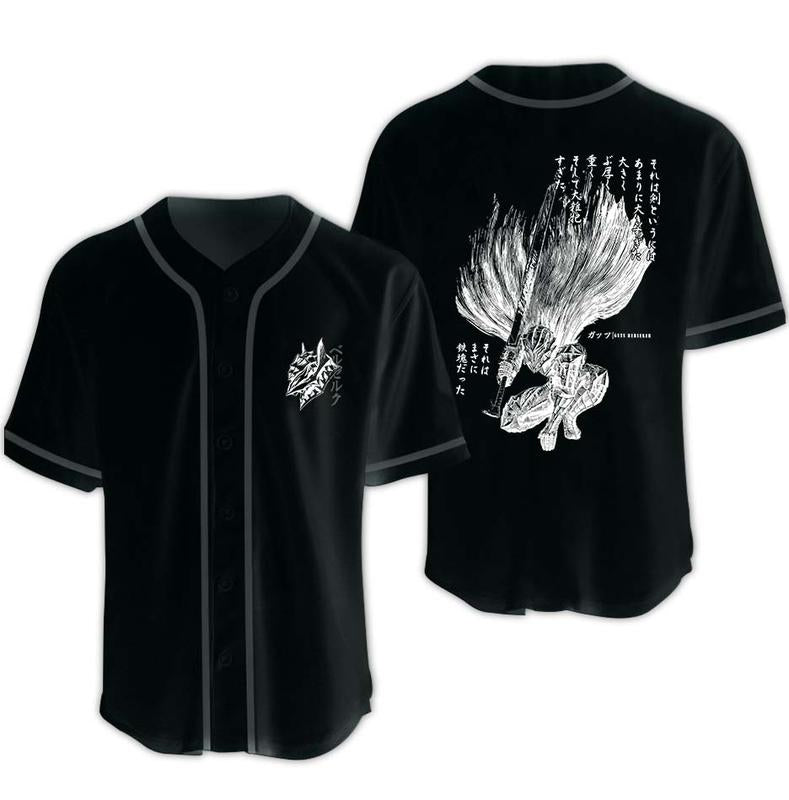 Berserk Anime Acid Washed Baseball Jersey - Nysekai