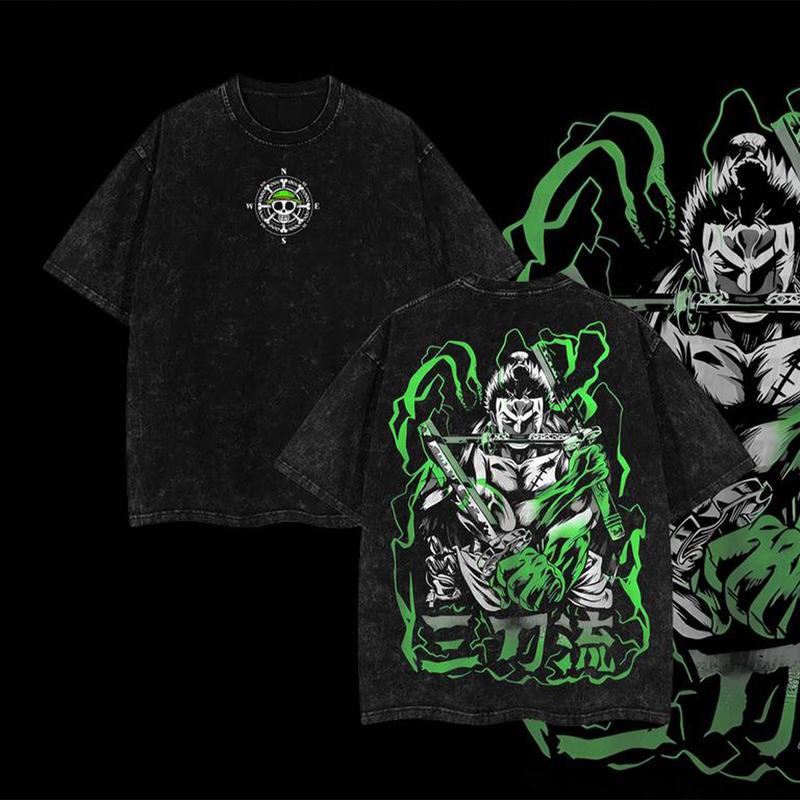 Otakuri "Roronoa Zoro Asura Form" One Piece Vintage Washed Oversized T-Shirt