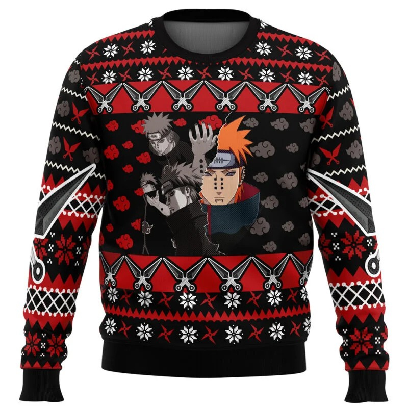 Sweater with anime character design on a white background
