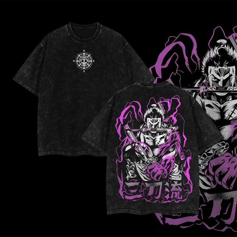 Otakuri "Roronoa Zoro Asura Form" One Piece Vintage Washed Oversized T-Shirt