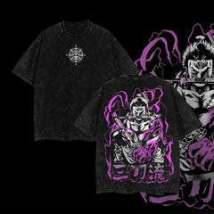 Otakuri "Roronoa Zoro Asura Form" One Piece Vintage Washed Oversized T-Shirt