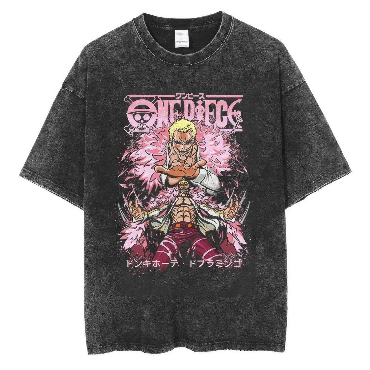 Doflamingo Tshirt,One Piece T-Shirt, One Piece Merch, One Piece Clothing, Unisex Premium Vintage Washed T-Shirt, Manga Anime T-Shirt - Nysekai