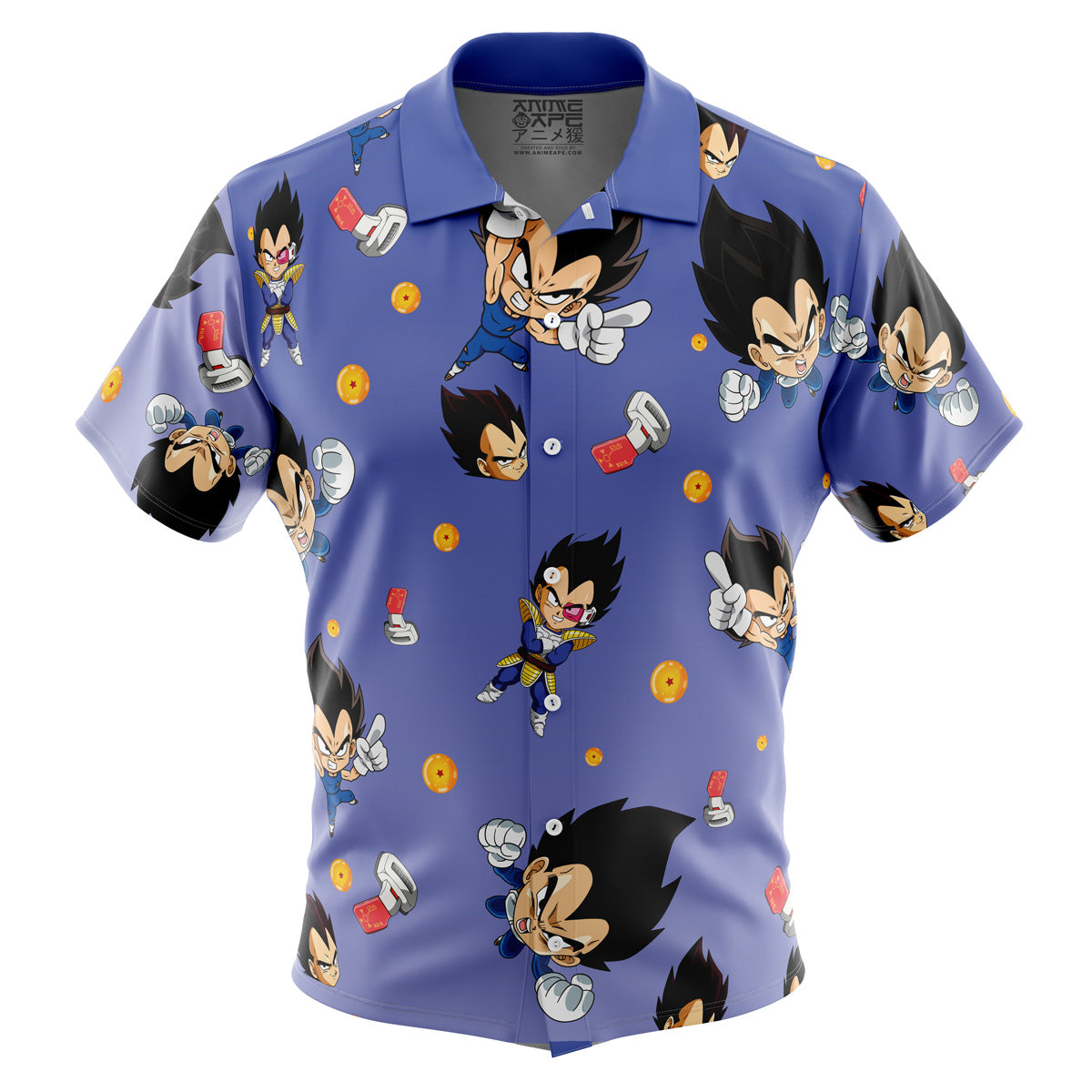 Vegeta Pattern Dragon Ball Z Button Up Hawaiian Shirt