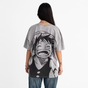 Otakuri One Piece Laughing Luffy Vintage Washed Oversized T-Shirt