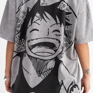 Otakuri One Piece Laughing Luffy Vintage Washed Oversized T-Shirt