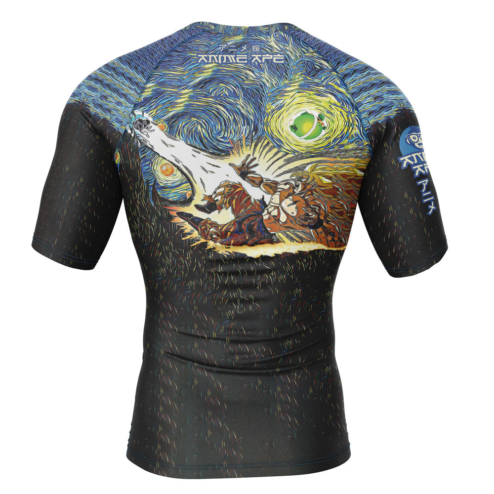 Dragon Ball Z Starry Night Short Sleeve Rash Guard Compression Shirt