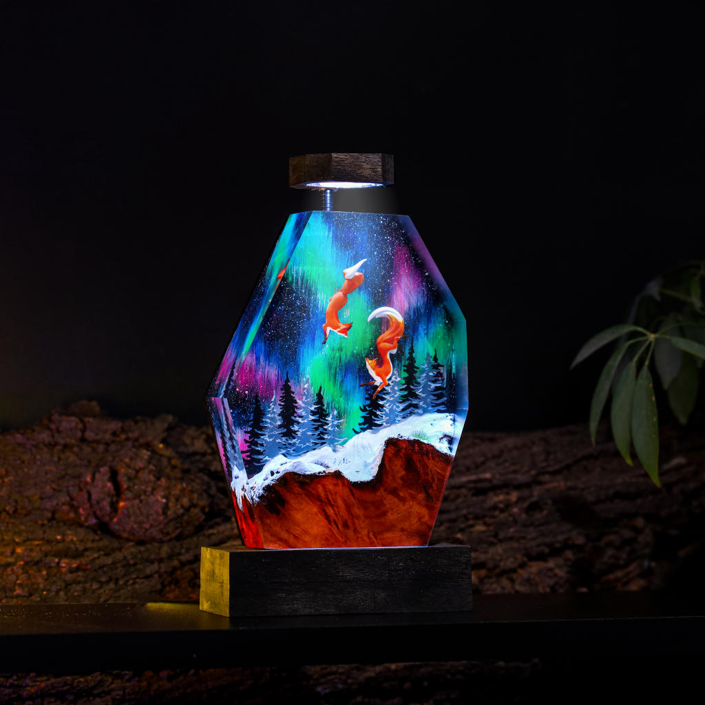 Fox in Aurora Borealis Night Lamp Ver 2 - Nysekai