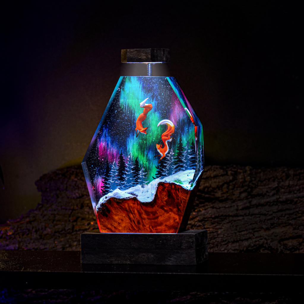 Fox in Aurora Borealis Night Lamp Ver 2 - Nysekai