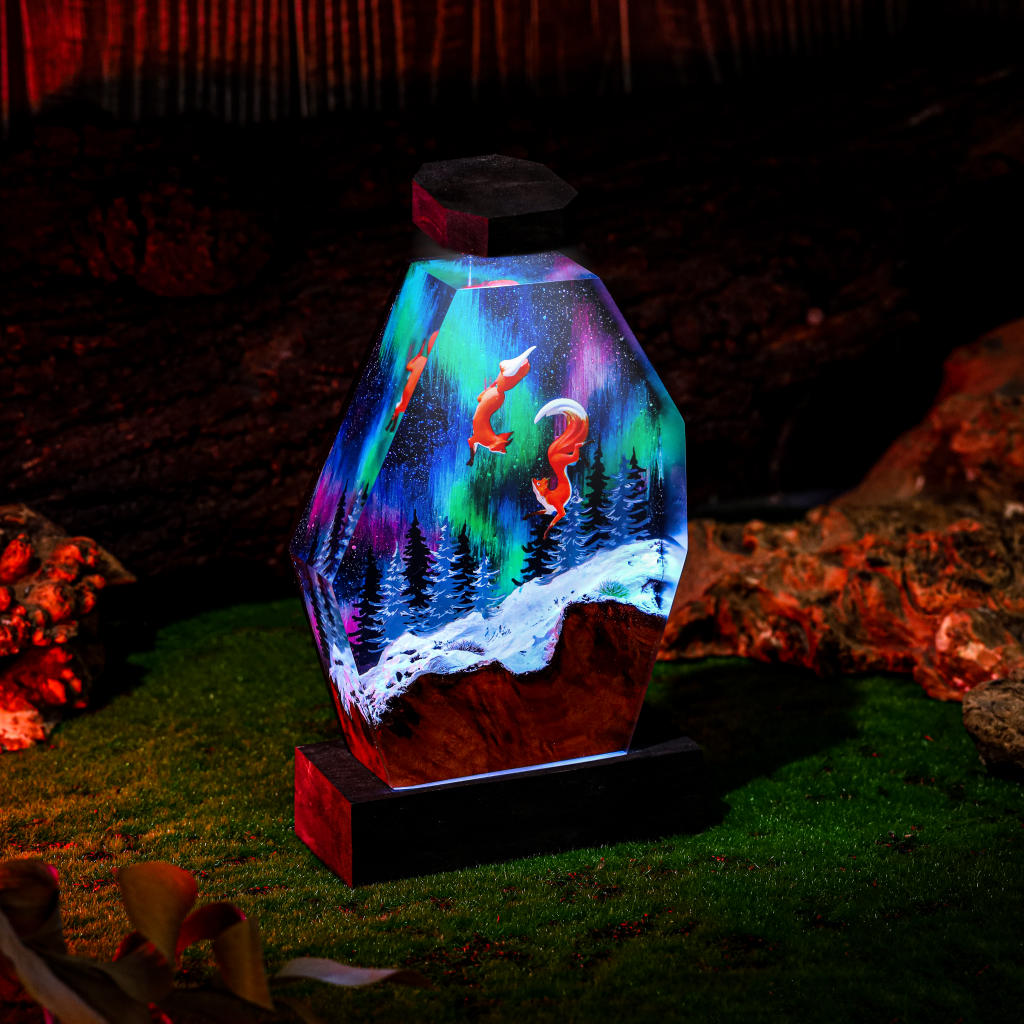 Fox in Aurora Borealis Night Lamp Ver 2 - Nysekai
