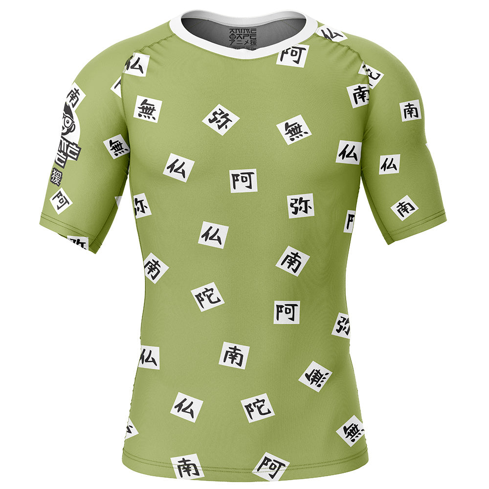 Gyomei Himejima Demon Slayer Short Sleeve Rash Guard Compression Shirt