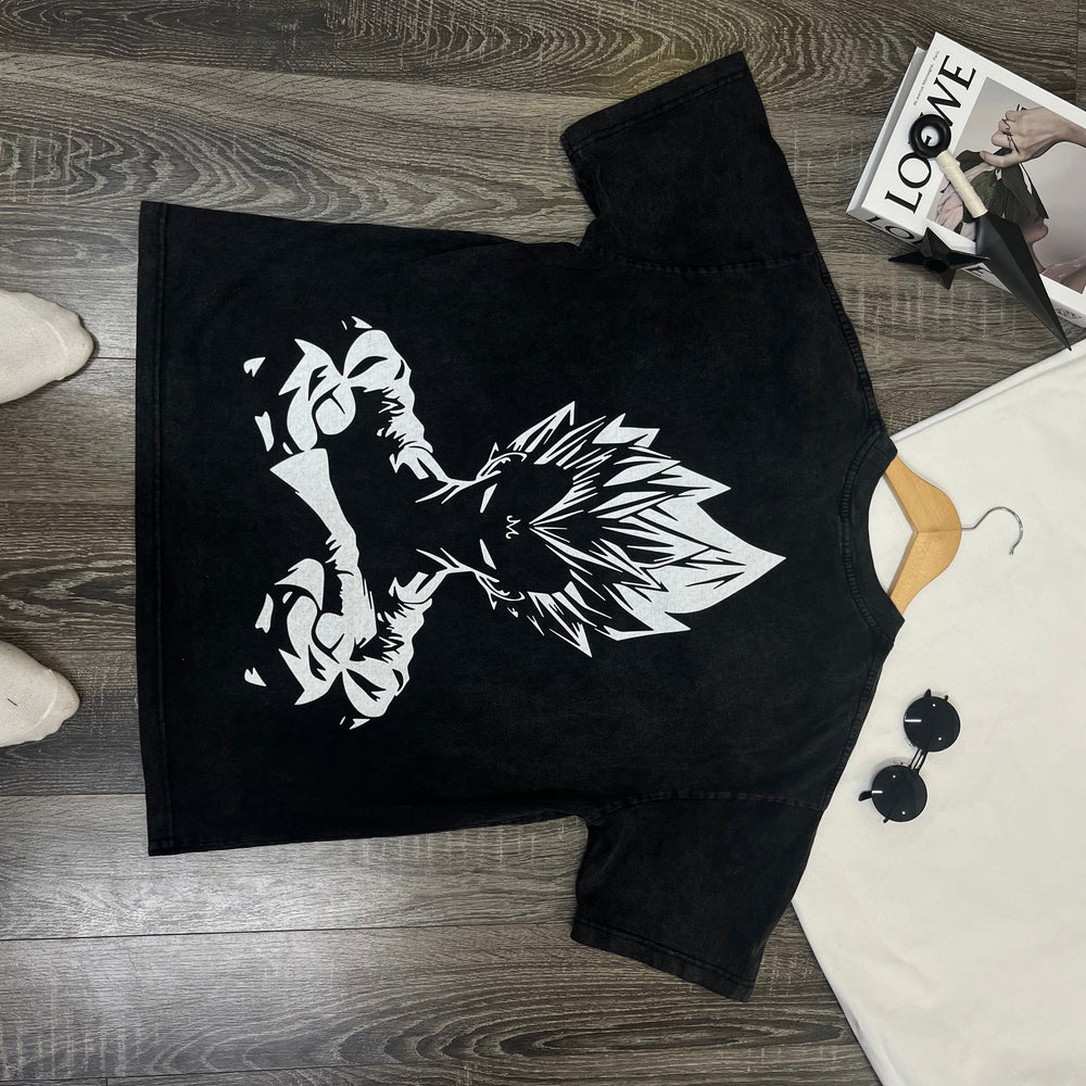 Nysekai "Super Saiyan Majin Vegeta Dragon Ball Z" Vintage Washed Oversized T-shirt - Nysekai