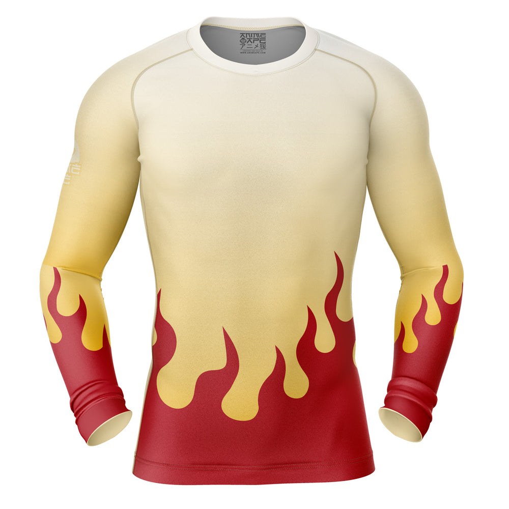 Kyojuro Demon Slayer Long Sleeve Rash Guard Compression Shirt