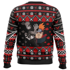 Ugly Christmas sweater with anime character design on a white background