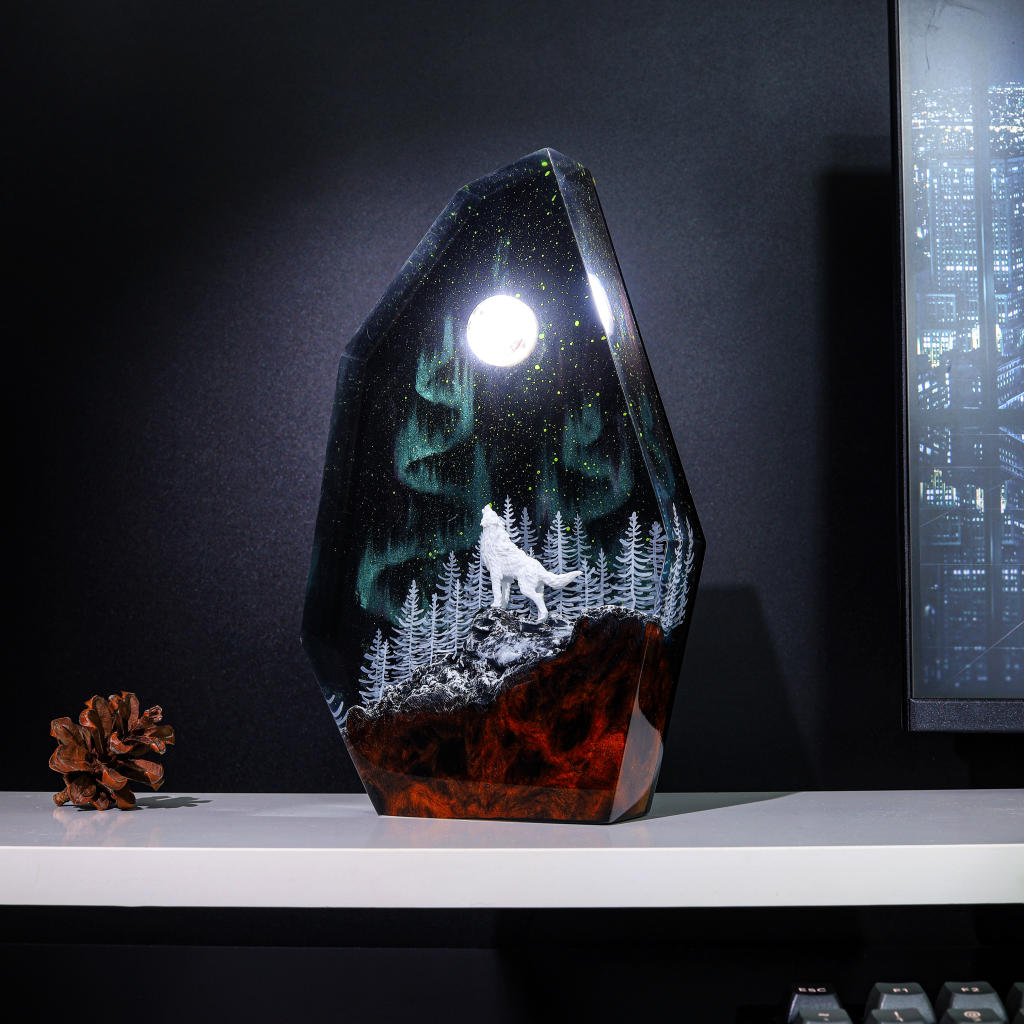 Fox in Aurora Borealis Night Lamp Ver 2 - Nysekai