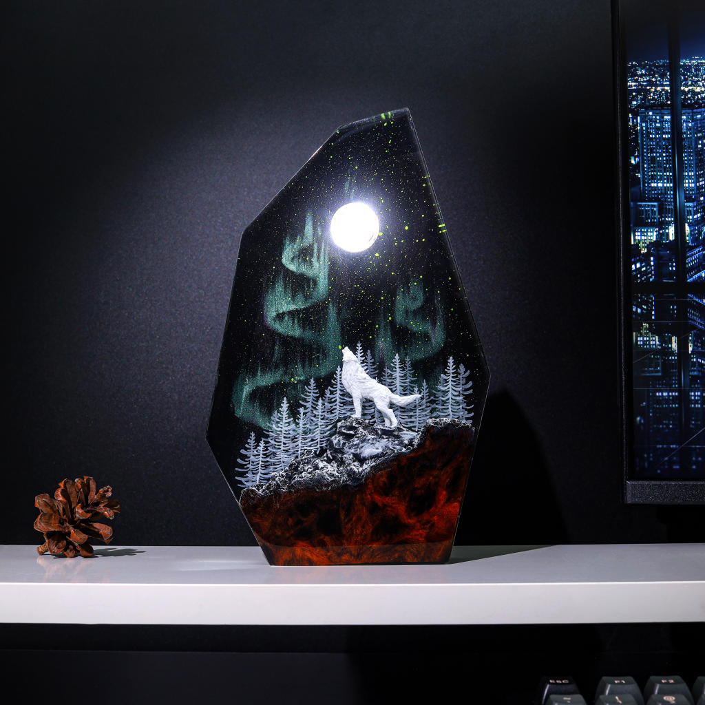Fox in Aurora Borealis Night Lamp Ver 2 - Nysekai