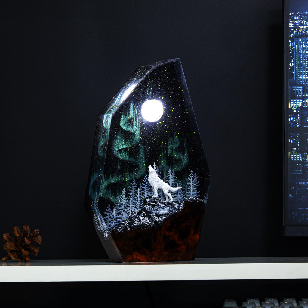 Fox in Aurora Borealis Night Lamp Ver 2 - Nysekai