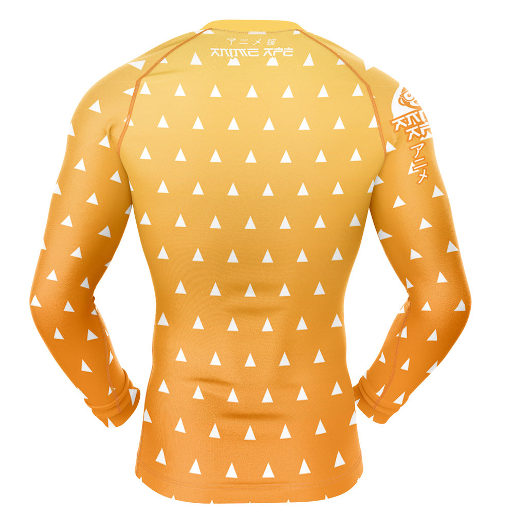 Zenitsu Agatsuma Demon Slayer Long Sleeve Rash Guard Compression Shirt