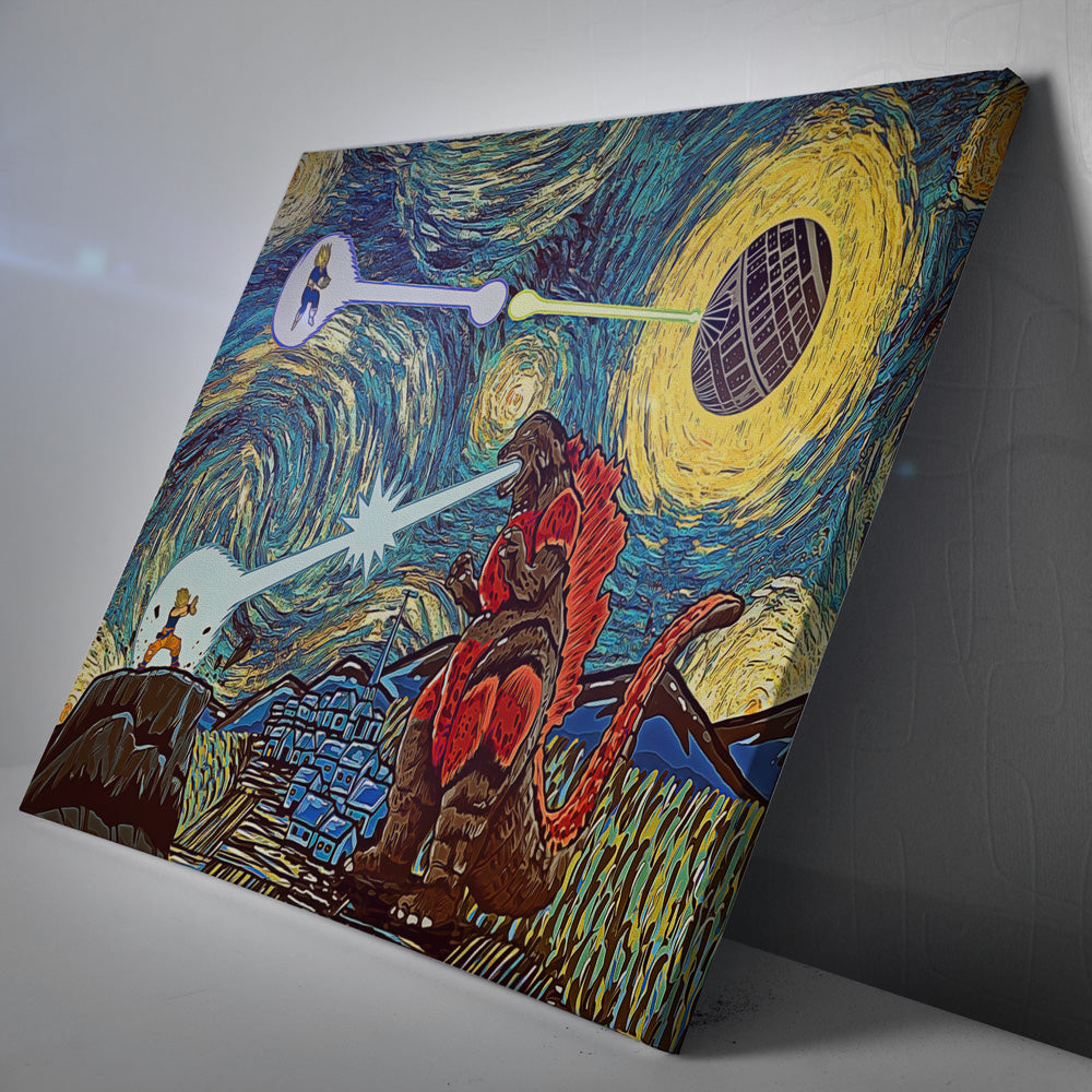 Epic Battle Dragonball Z Starry Night Canvas Print Wall Art - Nysekai