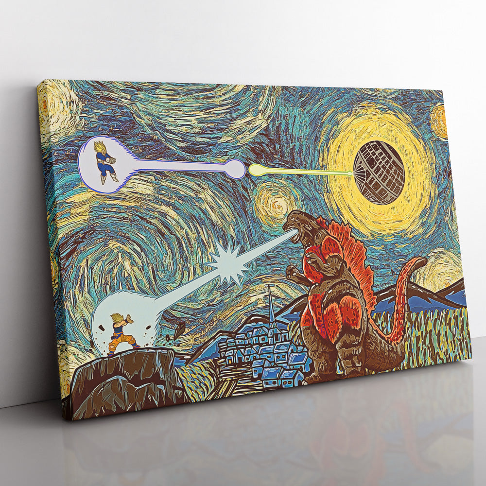 Epic Battle Dragonball Z Starry Night Canvas Print Wall Art - Nysekai