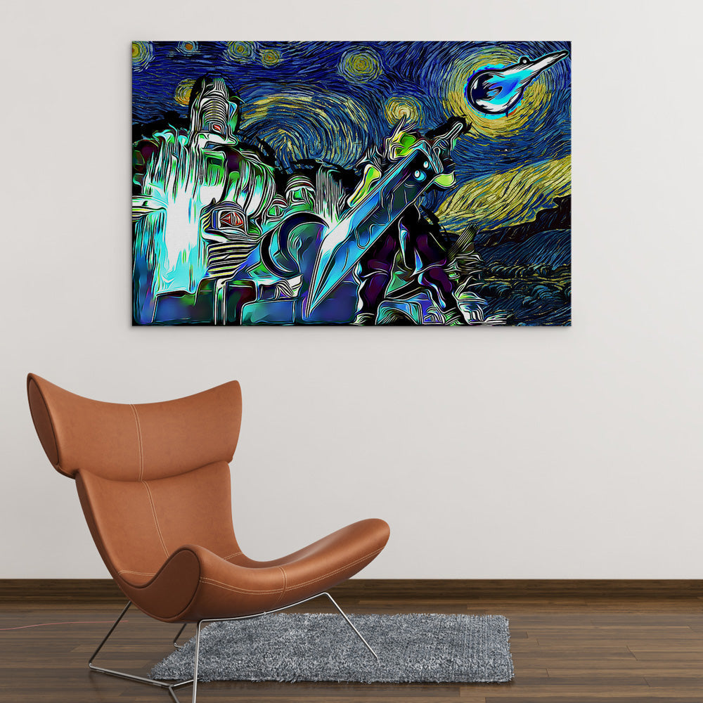 Final Fantasy 7 Starry Night Midgar Canvas Print Wall Art - Nysekai