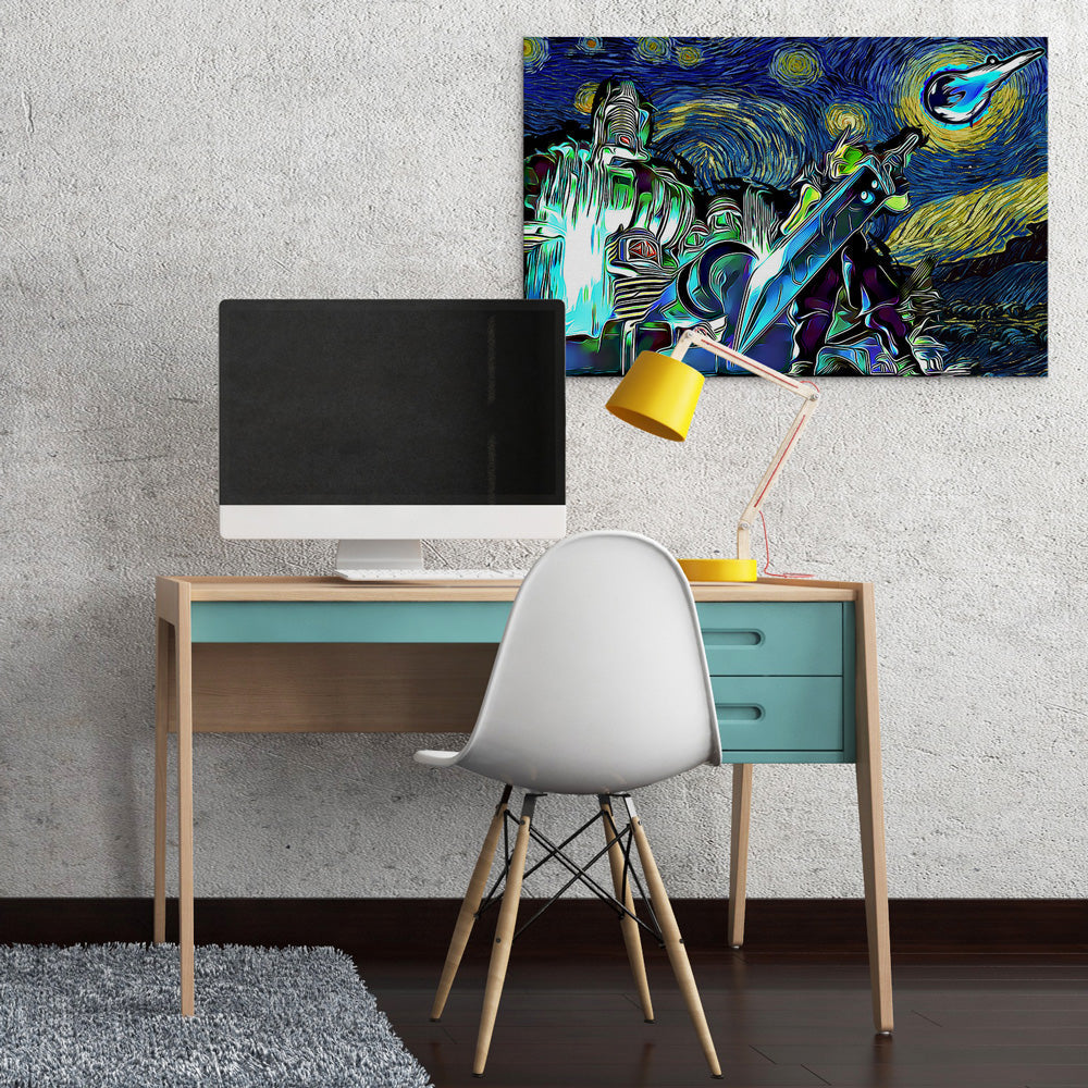 Final Fantasy 7 Starry Night Midgar Canvas Print Wall Art - Nysekai