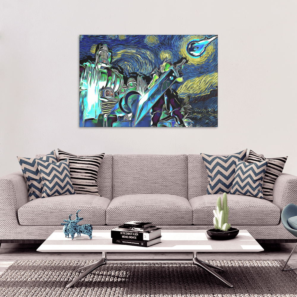 Final Fantasy 7 Starry Night Midgar Canvas Print Wall Art - Nysekai