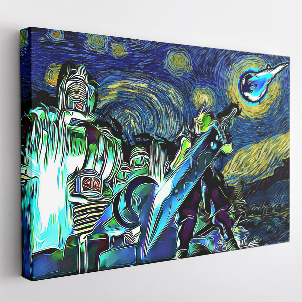 Final Fantasy 7 Starry Night Midgar Canvas Print Wall Art - Nysekai