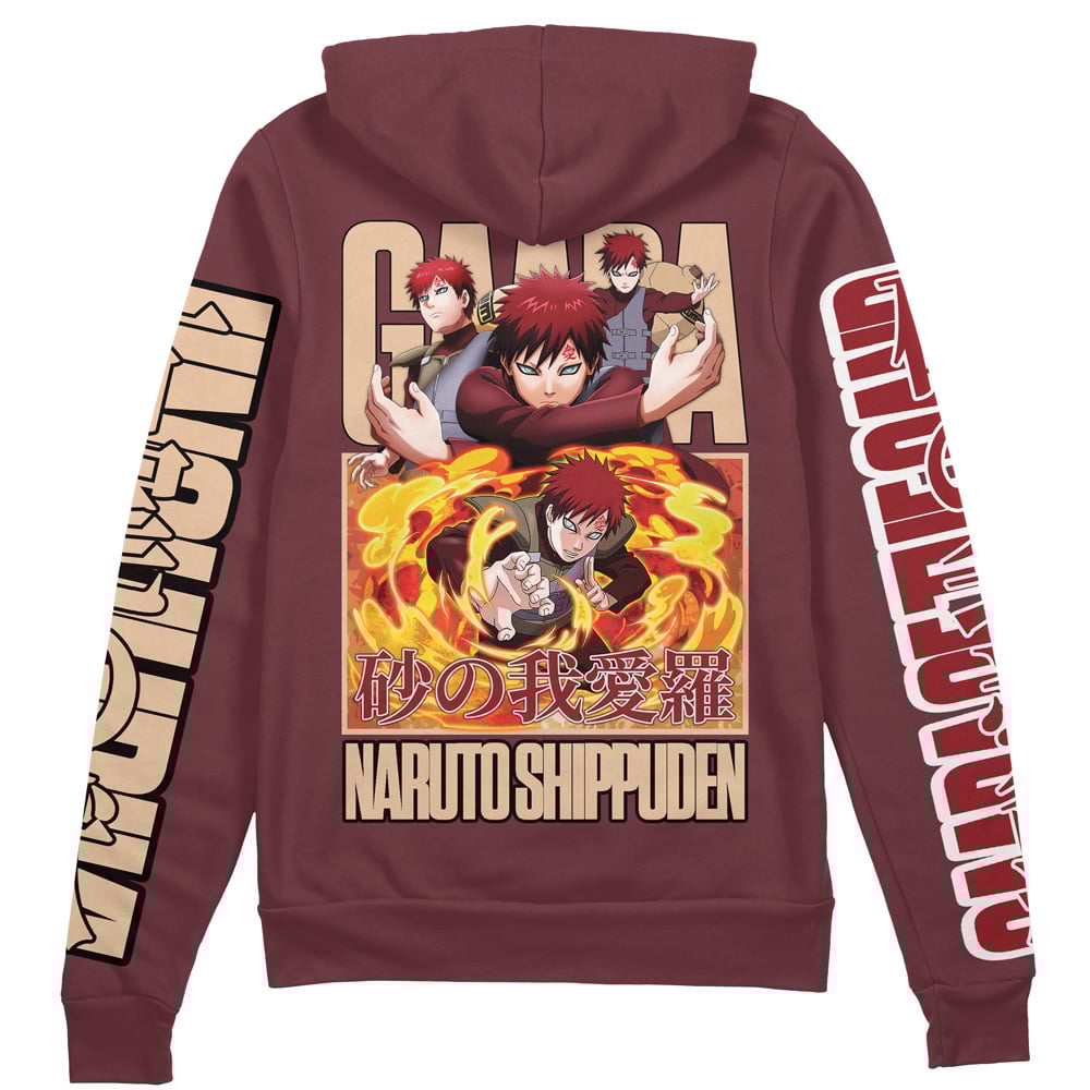 Gaara Naruto Shippuden" Streetwear Zip Hoodie Jacket