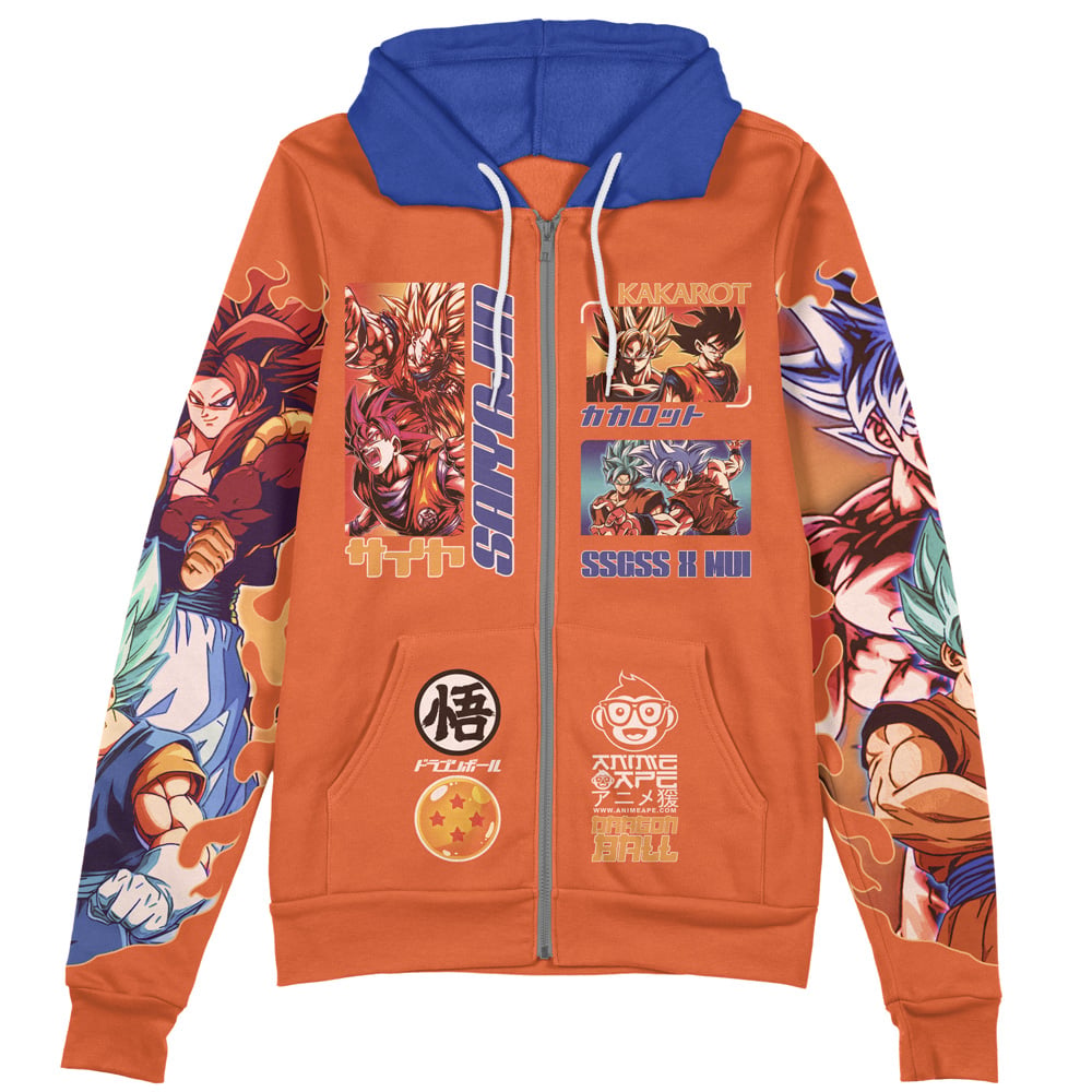 Son Goku V2 Dragon Ball Z Streetwear Zip Hoodie Jacket