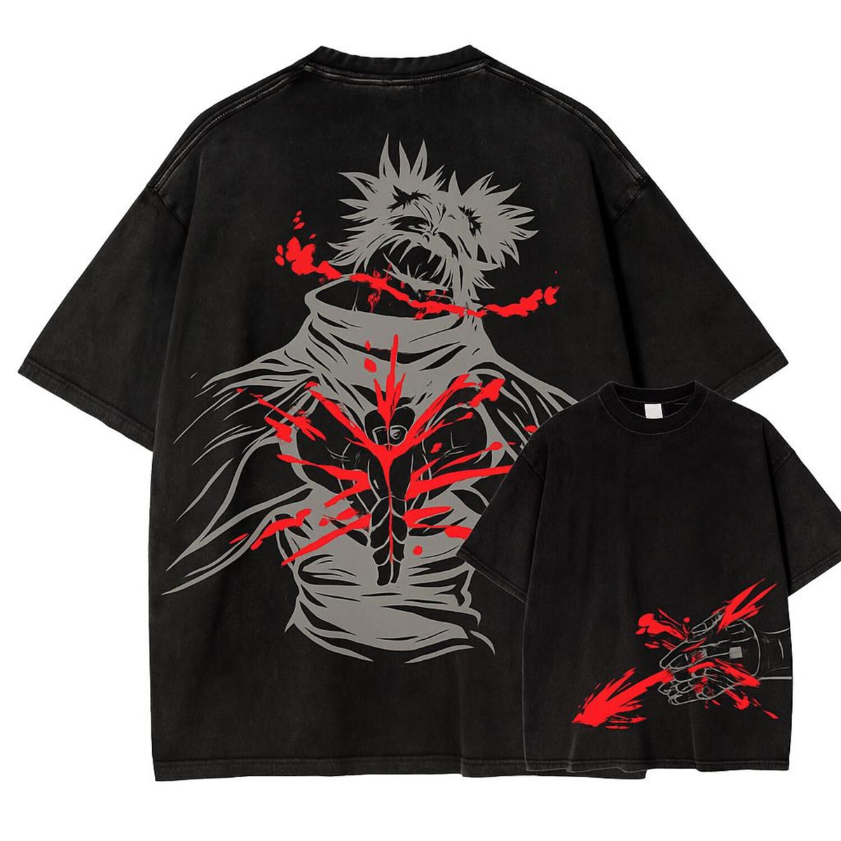 Otakuri Jujutsu Kaisen Cursed Energy Vintage Washed Oversized T-Shirt