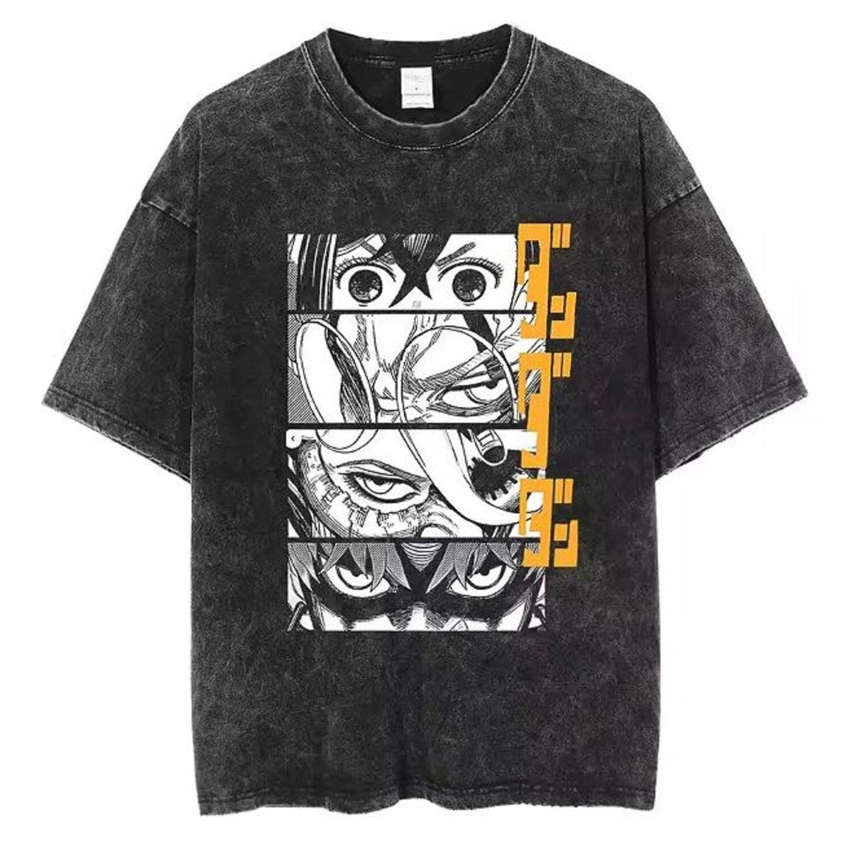 Otakuri Dandadan Manga Panel Eyes Vintage Washed Oversized T-Shirt