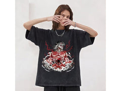 Otakuri "Eren Yeager Attack Titans Power" Attack on Titan Vintage Washed Oversized T-Shirt