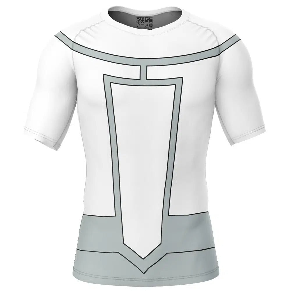 White t-shirt with gray geometric design on a white background, Mustache Mark Viltrumite Invincible