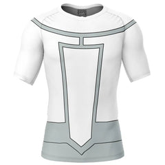 White t-shirt with gray geometric design on a white background, Mustache Mark Viltrumite Invincible