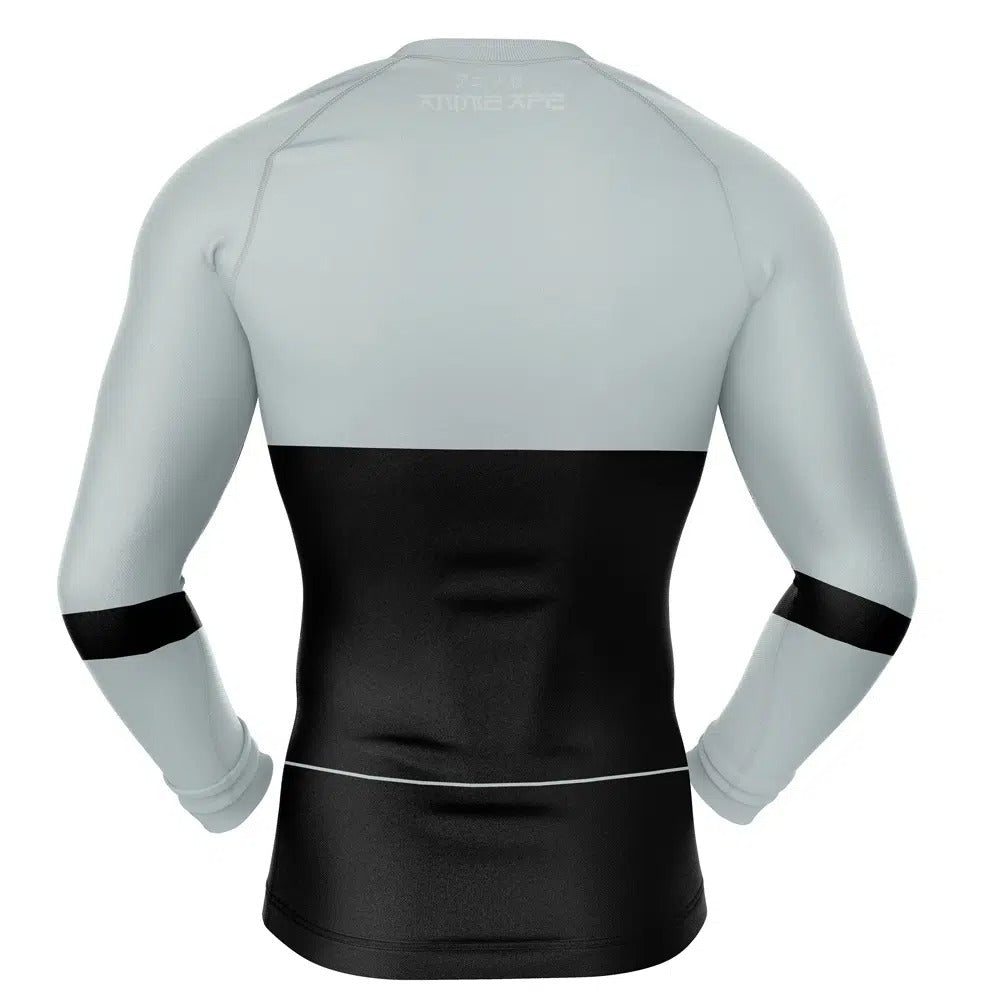 Long-sleeve athletic shirt with gray sleeves and black torso on a white background, Viltrumite Gray Invincible