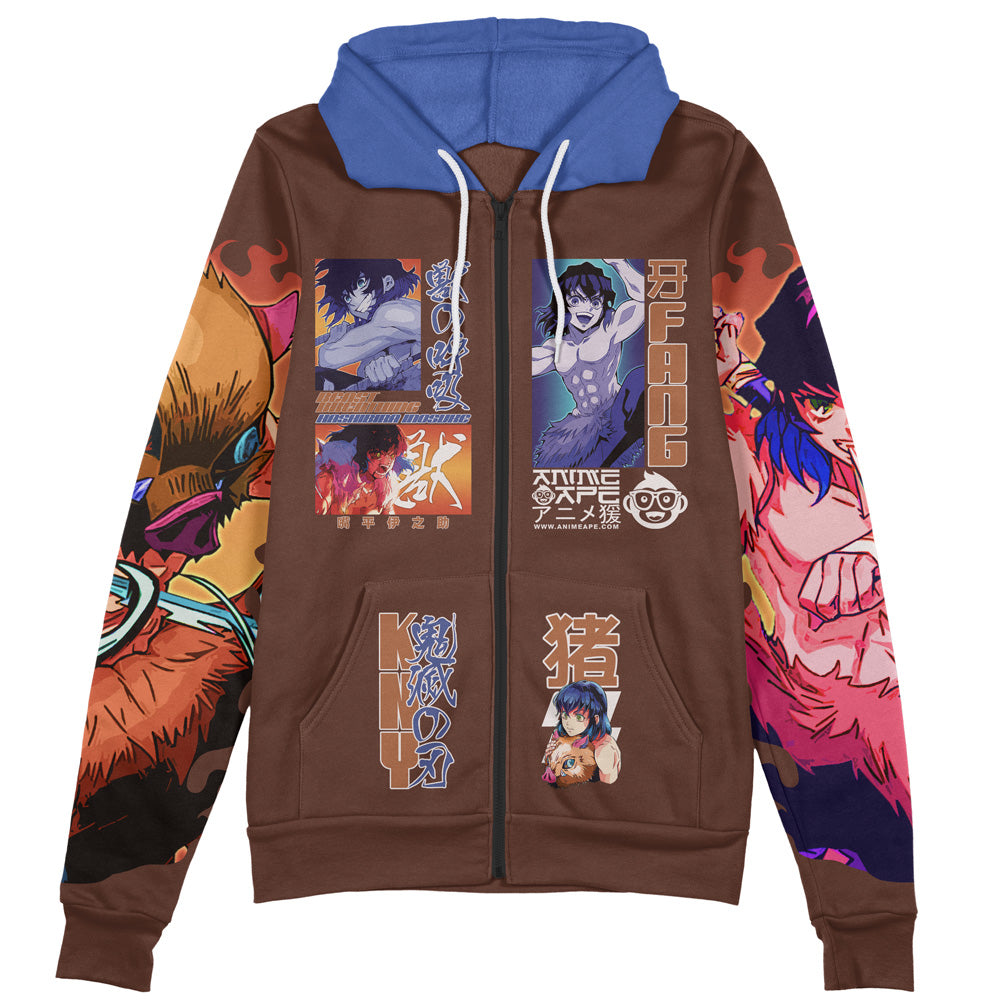 Hashibira Inosuke V2 Demon Slayer Streetwear Zip Hoodie Jacket