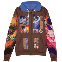 Hashibira Inosuke V2 Demon Slayer Streetwear Zip Hoodie Jacket