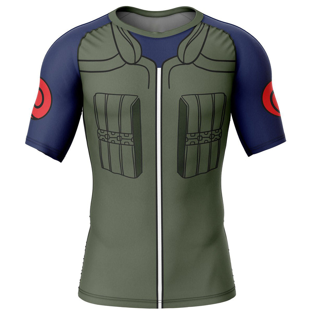 Kakashi Military Uniform Naruto Short Sleeve Rash Guard Compression Shirt