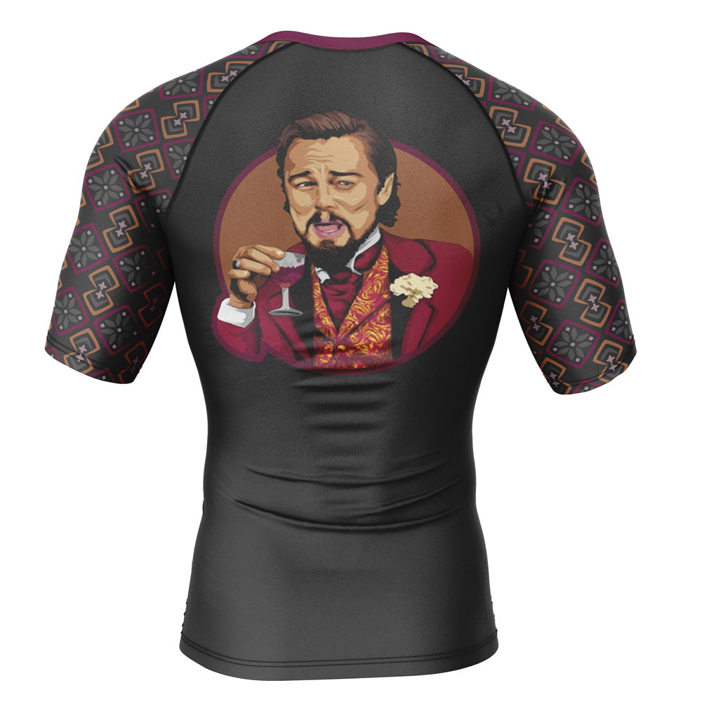 Laughing Leo DiCaprio Meme Pop Culture Short Sleeve Rash Guard Compression Shirt