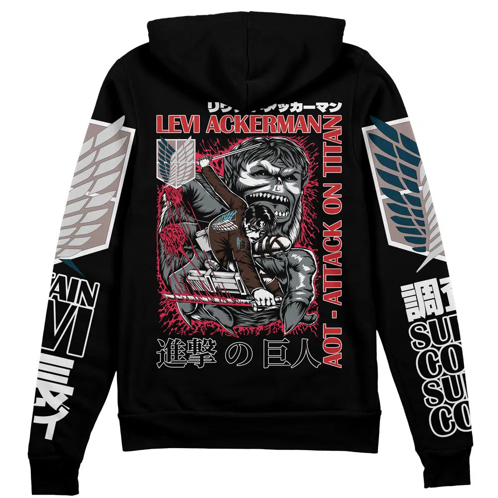 Levi Ackerman x Beast Titan Attack on Titan" Streetwear Zip Hoodie Jacket