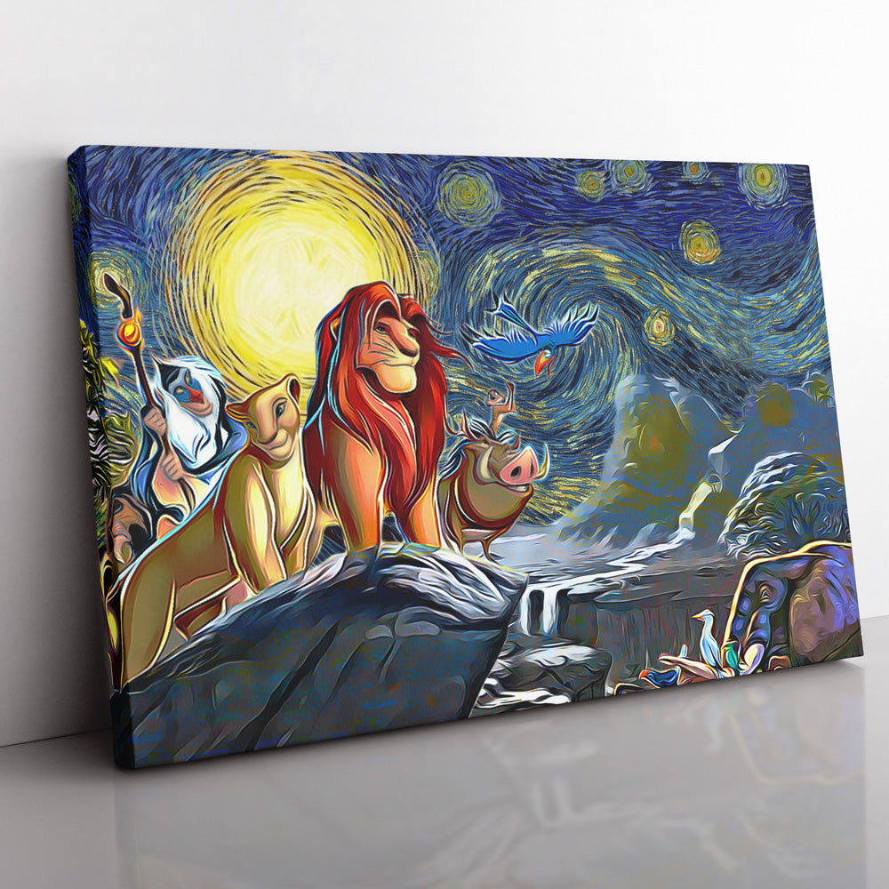 Lion King Starry Night Canvas Print Wall Art - Nysekai