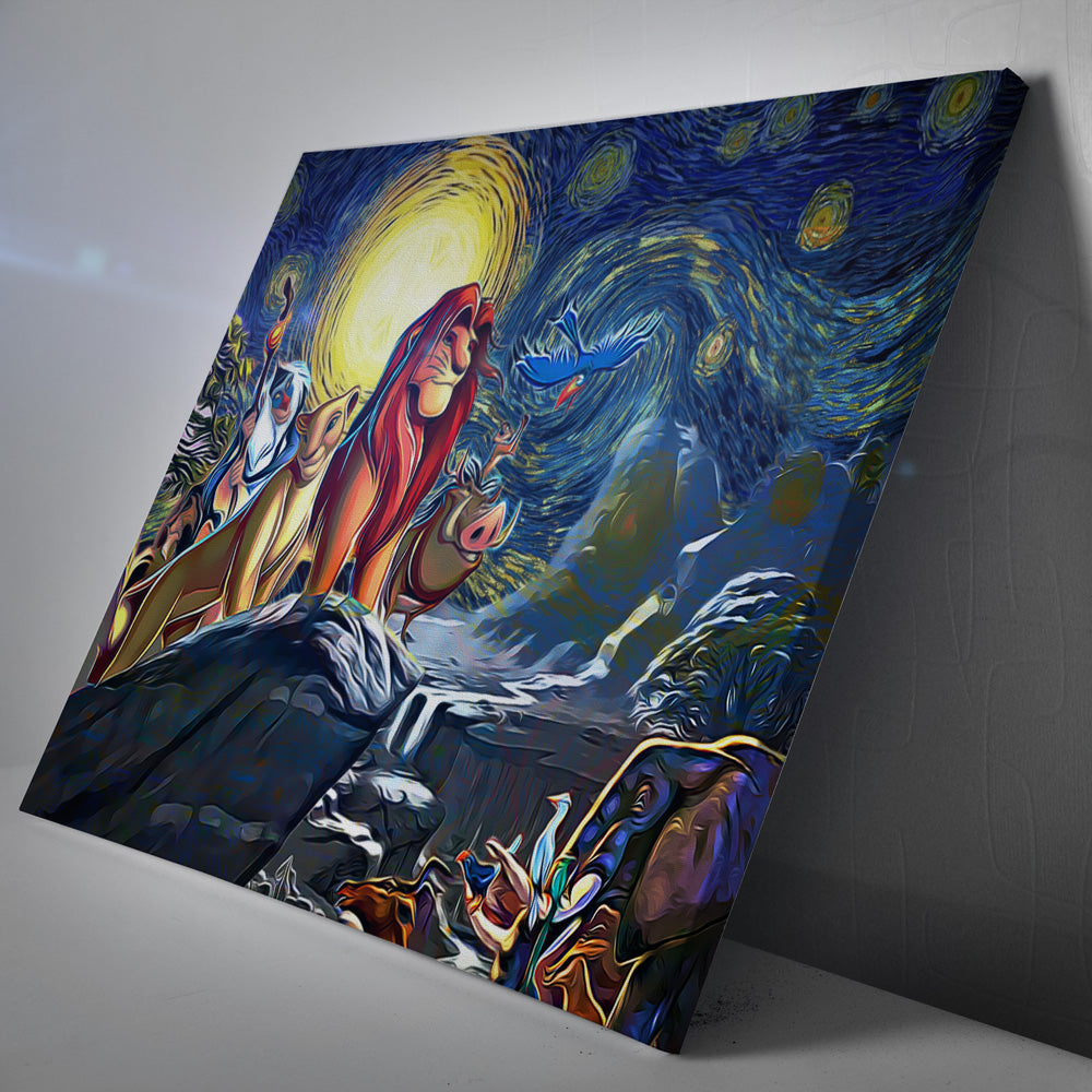Lion King Starry Night Canvas Print Wall Art - Nysekai