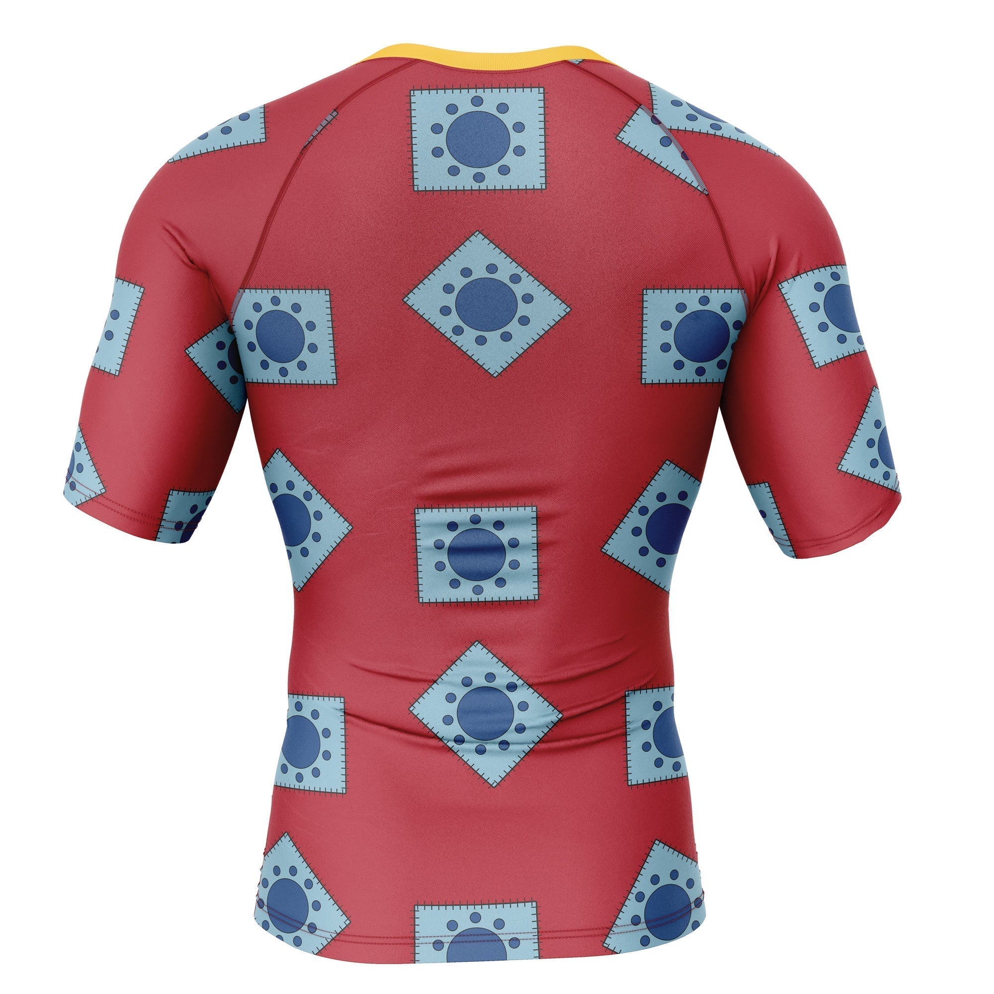 Luffy Wano pattern One Piece Short Sleeve Rash Guard Compression Shirt