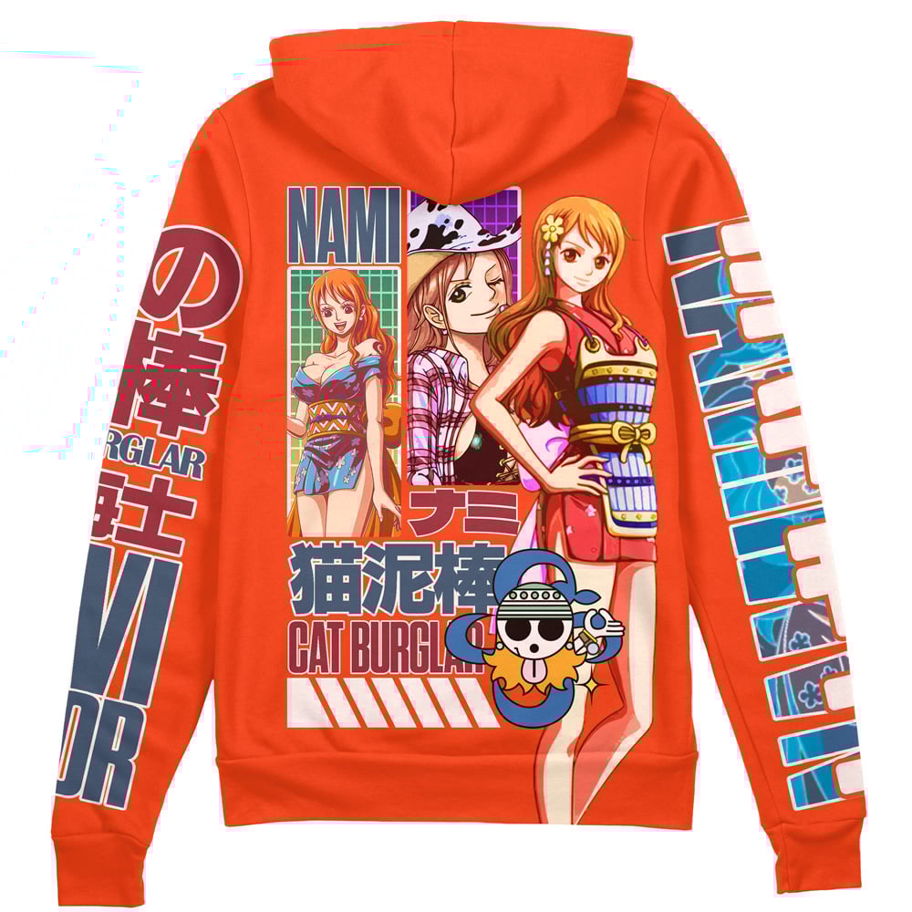 Nami V2 One Piece" Streetwear Zip Hoodie Jacket